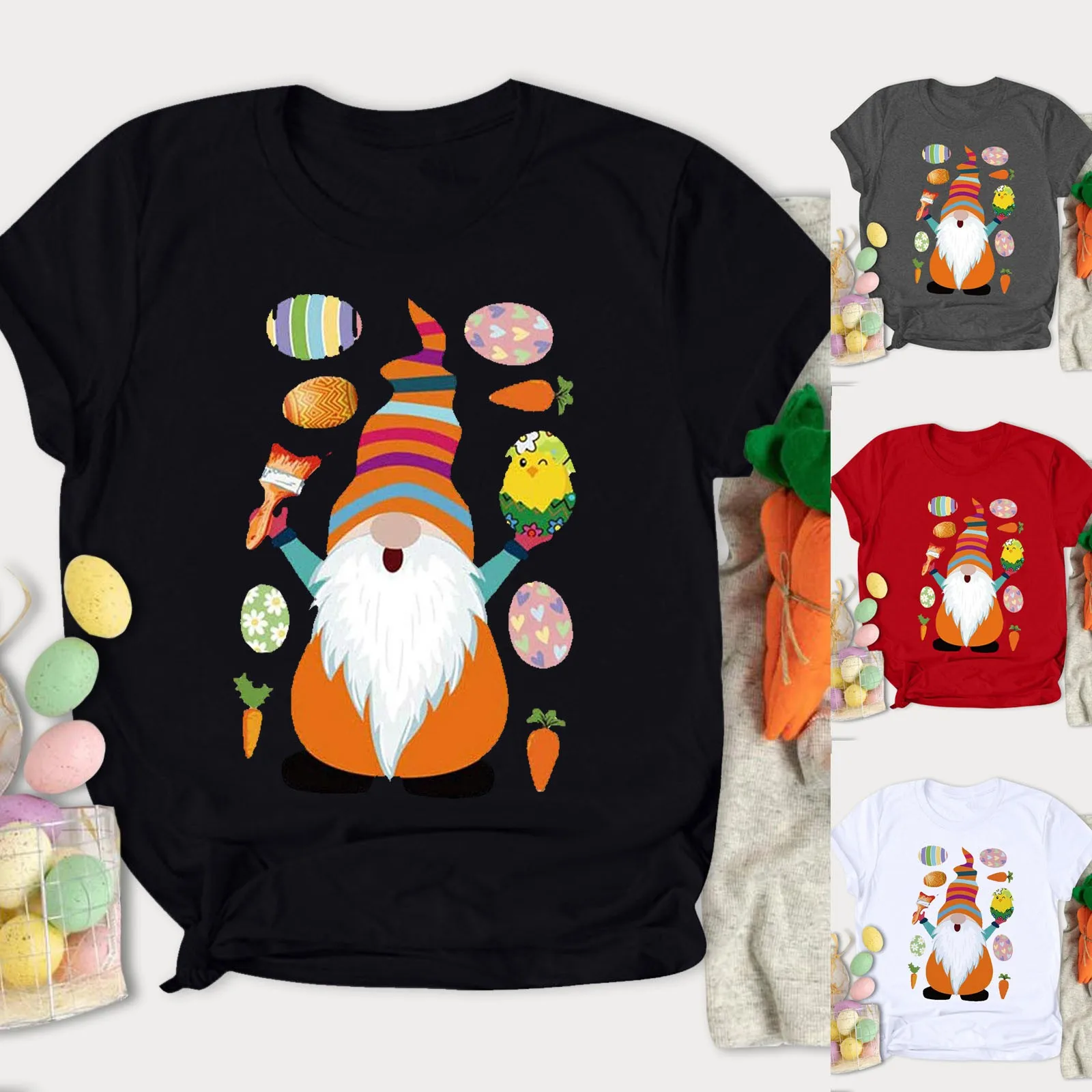 Bunny With Leopard Glasses Colored Print T-shirt Casual Hipster Graphic Rabbit Tee Shirt Top Cute Women Easter Day Gift | Женская одежда