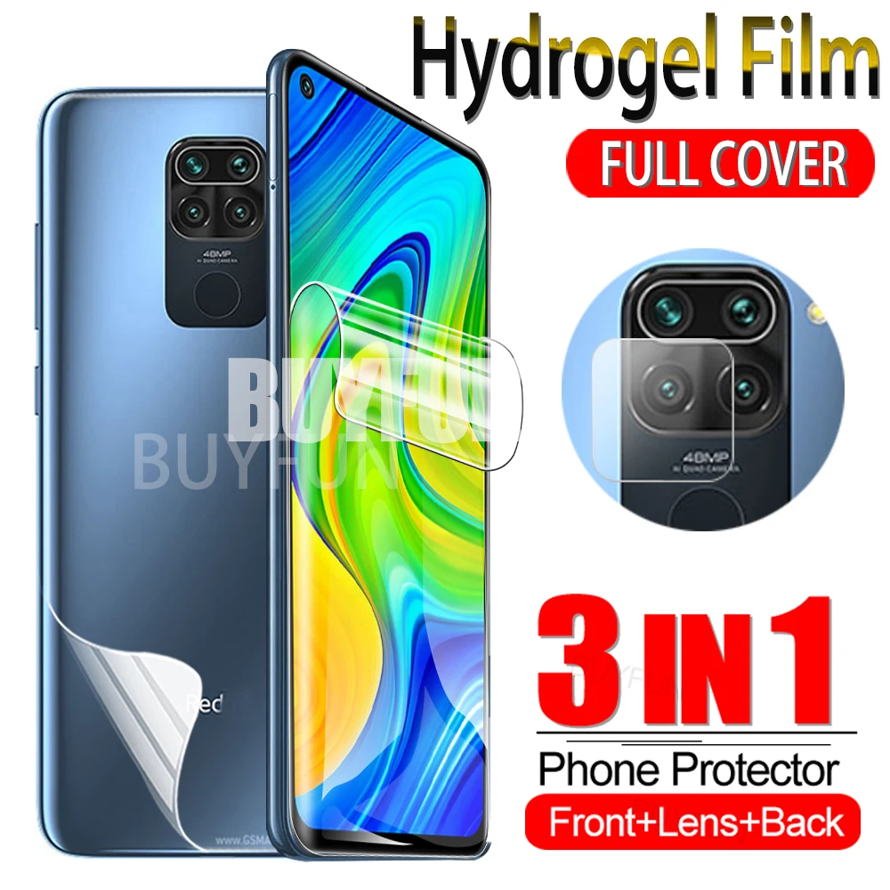 3in1 Hydrogel Film For Xiaomi Redmi Note 9 8 Pro Max 9s 8t Safety Water Gel + Camera Lens Glass On Redmy Note9 Note9Pro | Мобильные