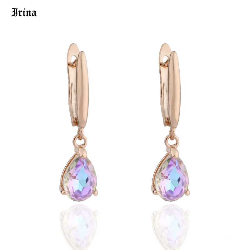 Женские серьги-подвески с кристаллом s 3 цвета ювелирное изделие золотистого 585