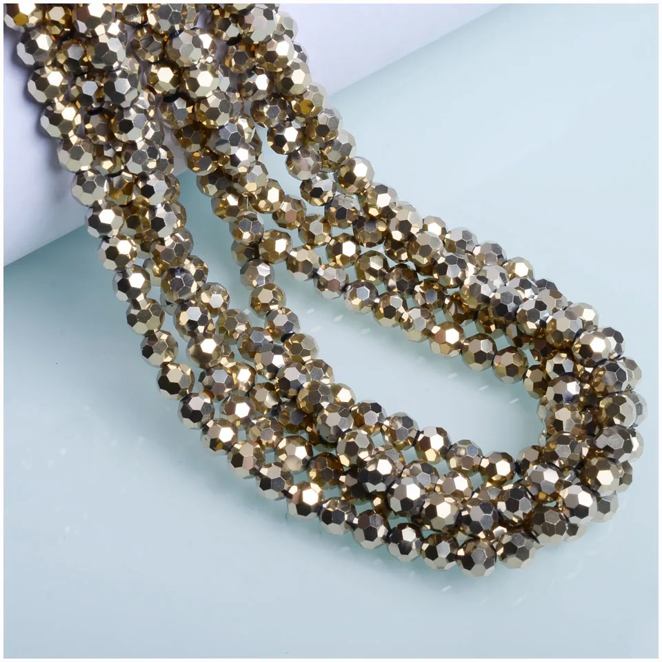 32 граненые круглые стеклянные бусины оптом футбольные хрустальные для