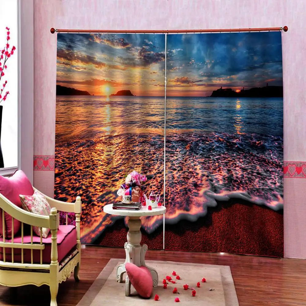 Набор занавесок для украшения океана цветные закаты на океане драматическое