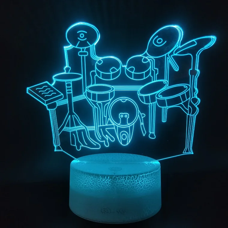 3D Lamp Modern Present Instrument The Drums Color Changing Atmosphere for Infant Living Room Decoration USB Led Night Light | Освещение