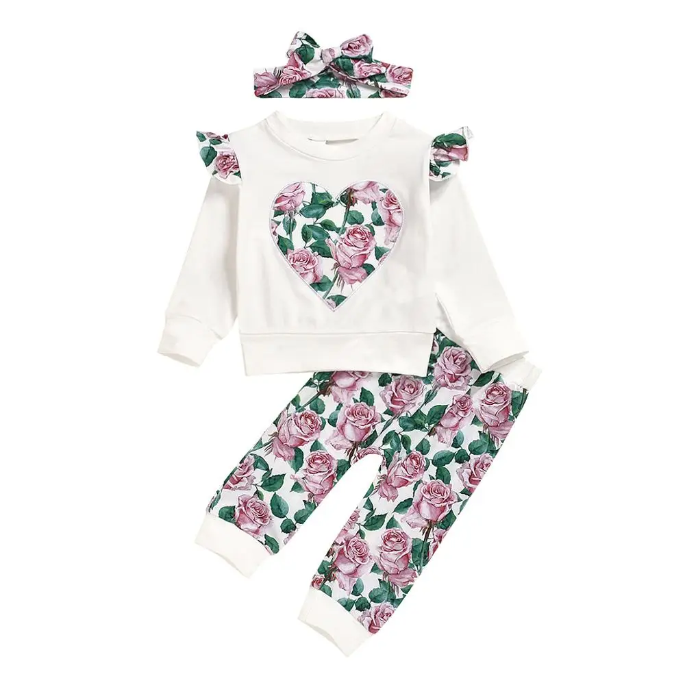 Милые комплекты одежды для маленьких девочек осенняя одежда футболка с длинными