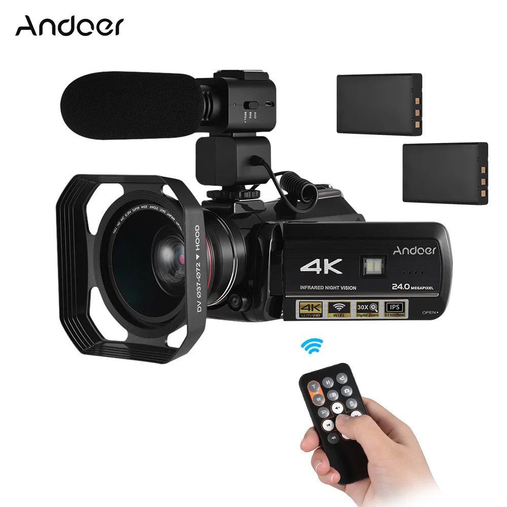Портативная Цифровая видеокамера Andoer AC3 4K UHD DV-камера с 30-кратным увеличением Wi-Fi