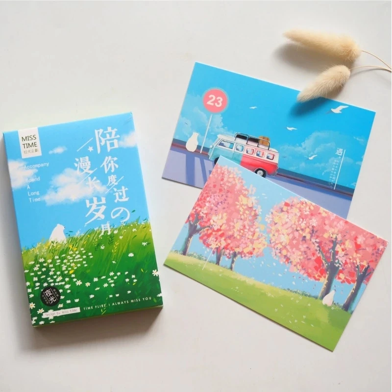 30sheets/LOT Accompany You Through the Long Years Luminous Postcard /Greeting Card/Wish Card/Christmas and New Year gifts - купить по