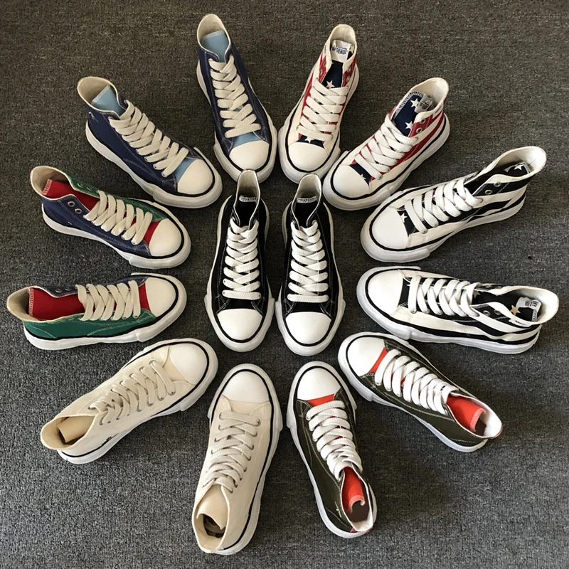 Японские модные брендовые холщовые высокие ботинки MMY на толстой подошве низкие