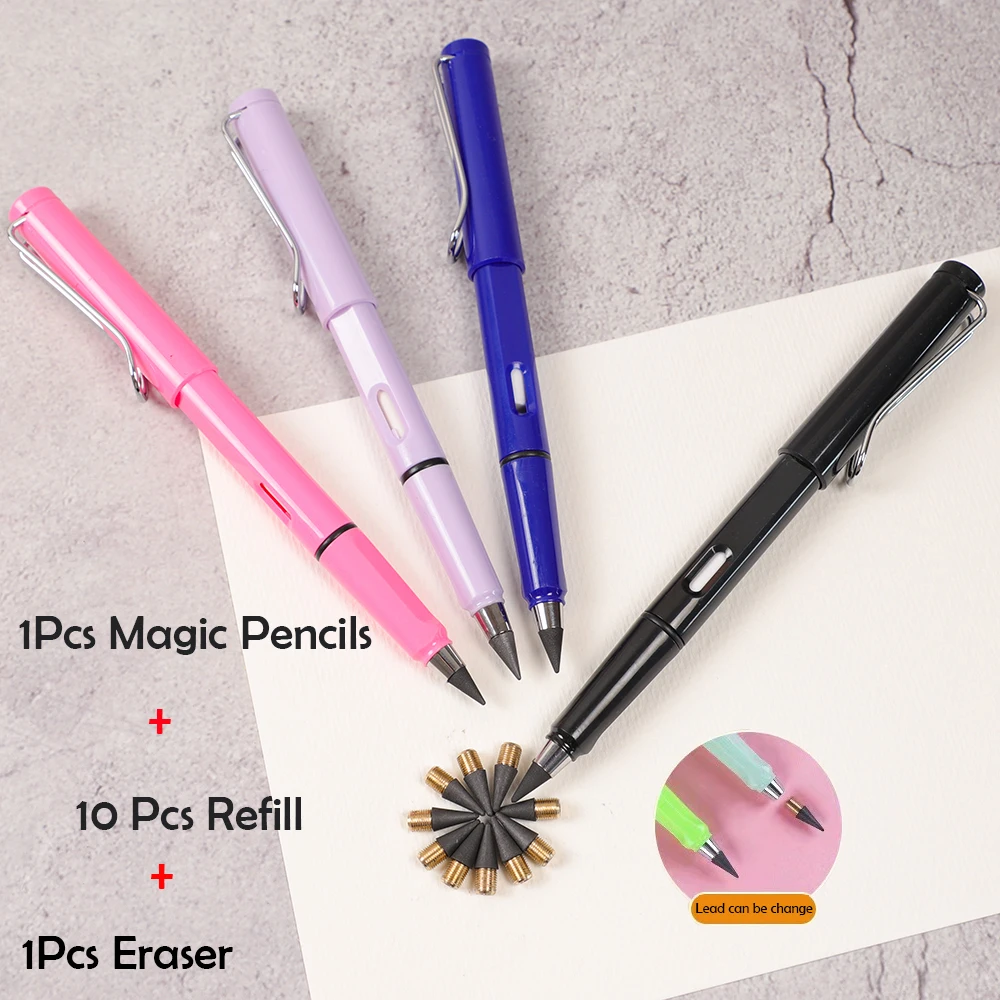 1 Set Unlimited Writing Eternal Pencil With Refill No Ink Magic Pencils for Painting Art Sketch Pen School Stationery | Канцтовары для