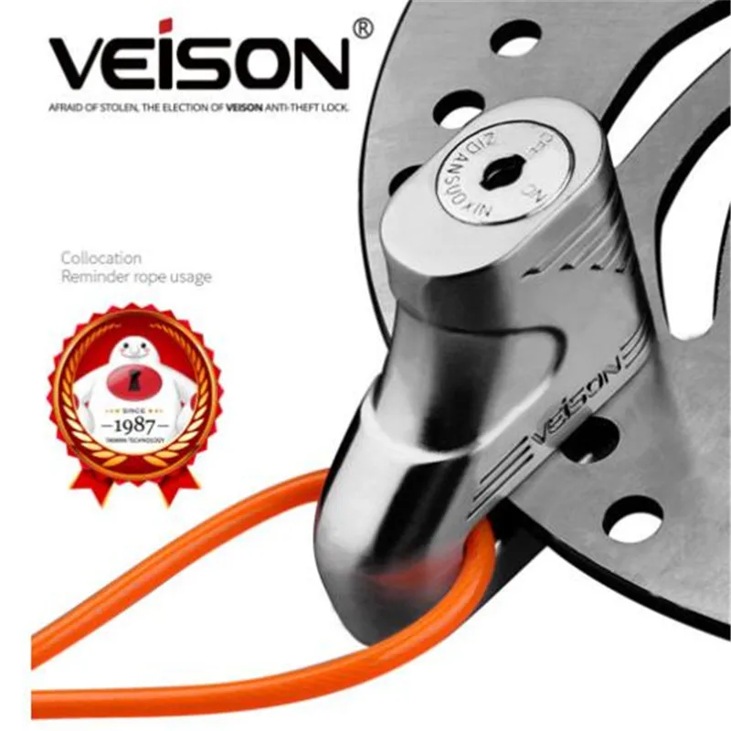 VEISON Motorbike MTB 5mm Pin Bicycle Moto Scooter Rotor Brakes Padlock Disc Lock Theft pretection Brake system | Автомобили и
