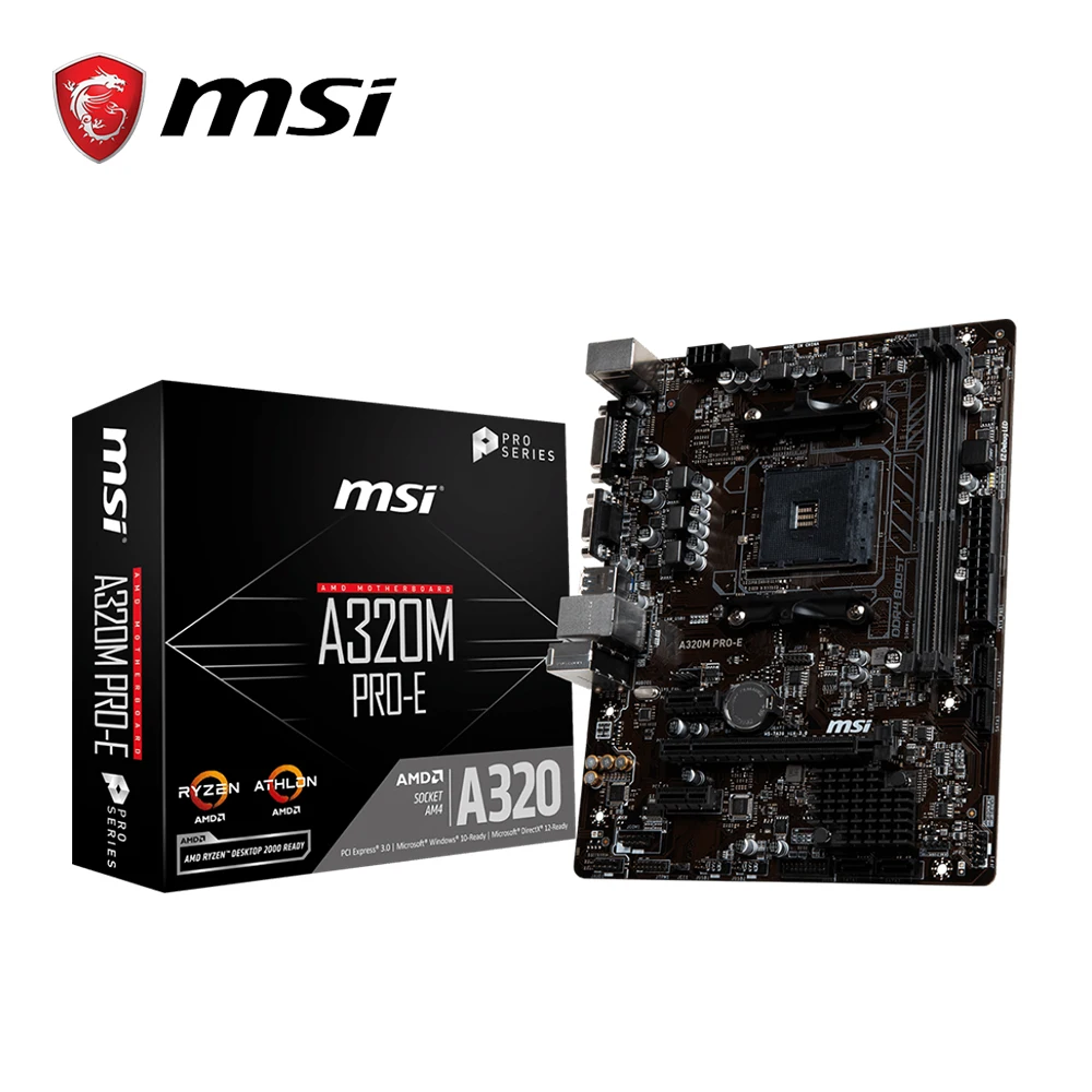 Материнская плата MSI A320M PRO-E материнская amd am4 socket ryzen DVI dual ddr4 memory slot PCI-E Gen3 X16 SATAIII USB3.1