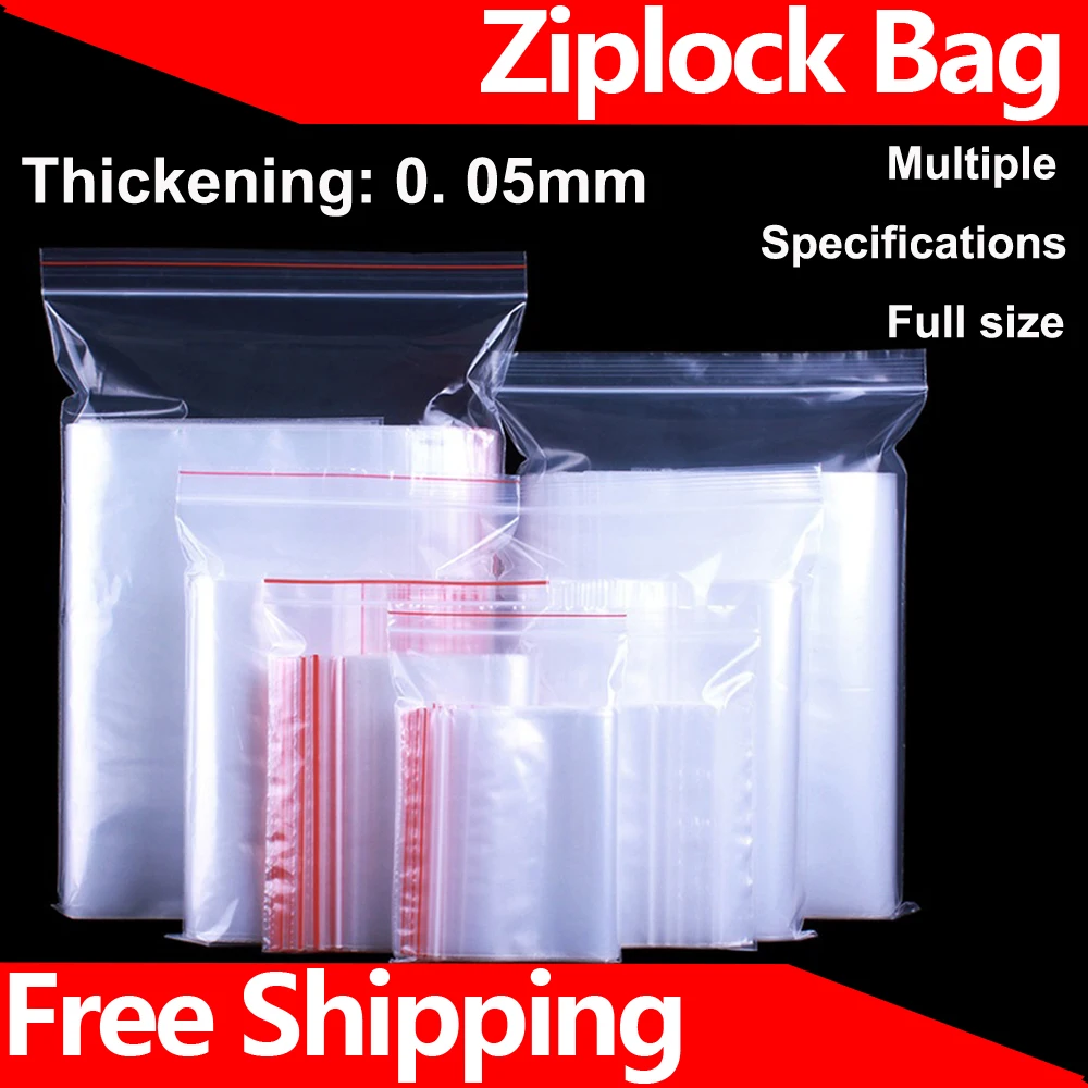 Ziplock Bag PE Plastic Sealed Transparent 5 Silk Self-sealing Food Packaging Snack Sample Thick Fresh-Keeping | Канцтовары для