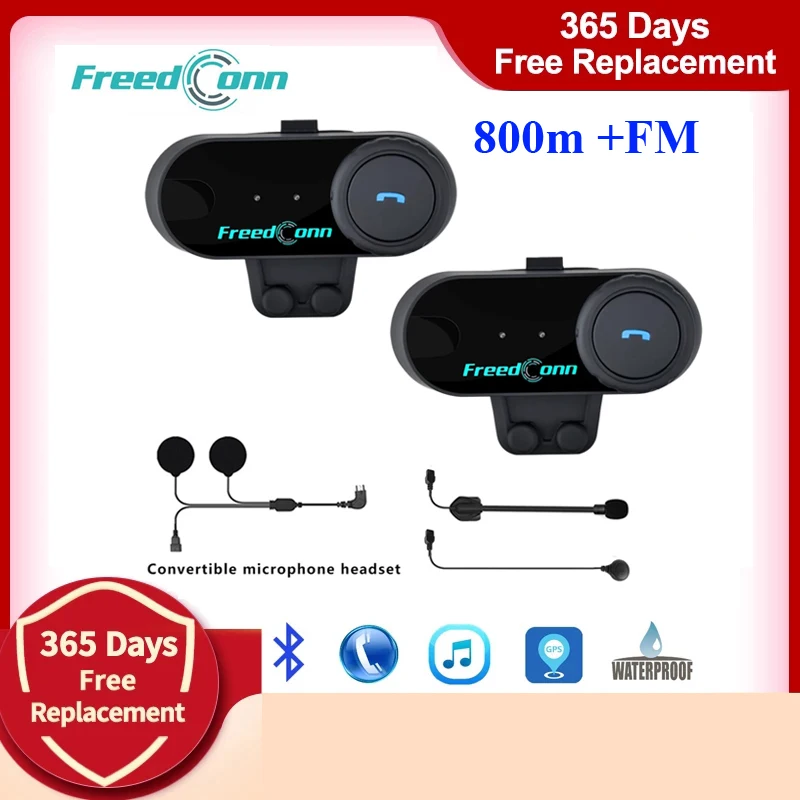 Беспроводная гарнитура FreedConn TCOM VB для мотоцикла Bluetooth 2 в 1 шлема 800 м микрофон