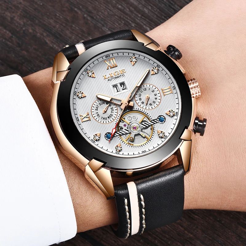 LIGE Fashion Watch Men Top Brand Luxury Automatic Mechanical Outdoor Sport Waterproof Watches Relogio Masculino+Box | Наручные часы