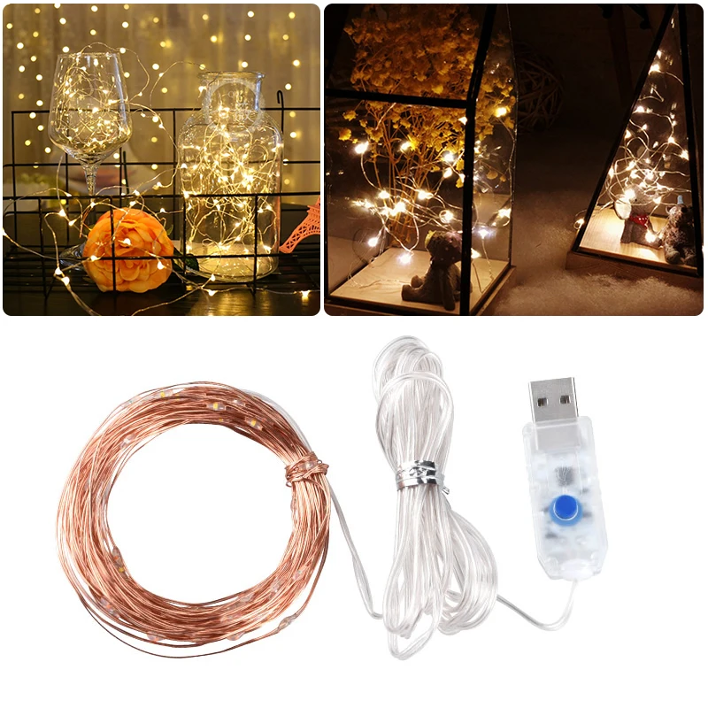 5 м/10 м 50/100 светодиодный s Рождественская гирлянда медный провод сказочные огни
