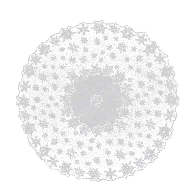Скатерть кружевная белая со снежинками 70 дюймов | Дом и сад