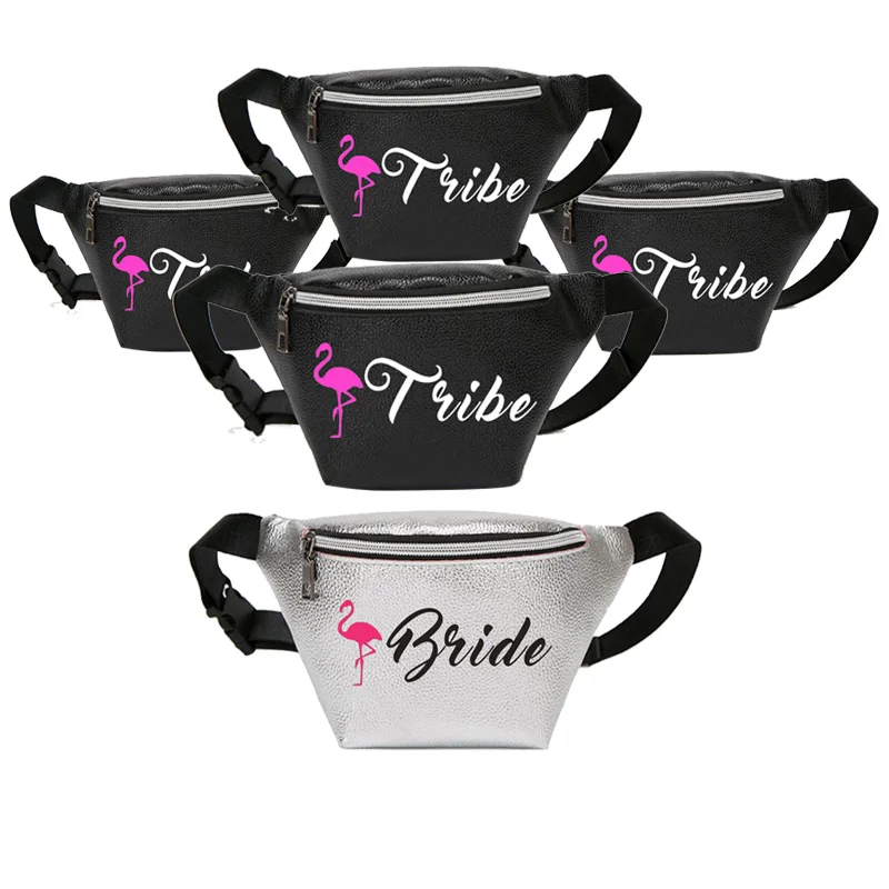 Custom Fanny Waist Pack - Bridesmaid Tribe Bride Bachelorette Neon Fiesta Party Flamingo Swimsuit Bag | Спорт и развлечения