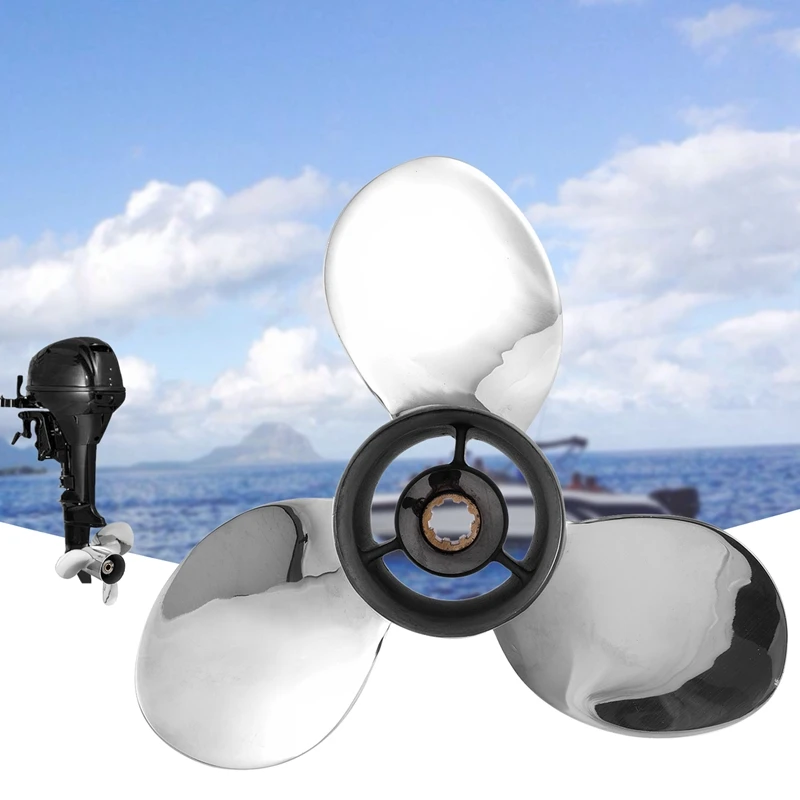 Boat Motor Stainless Steel Propeller 9 1/4X11-J for Yamaha 9.9Hp 15Hp Outboard Engine 1/4 X 11 -J 63V-45943-10-00 63V-45943-00 |