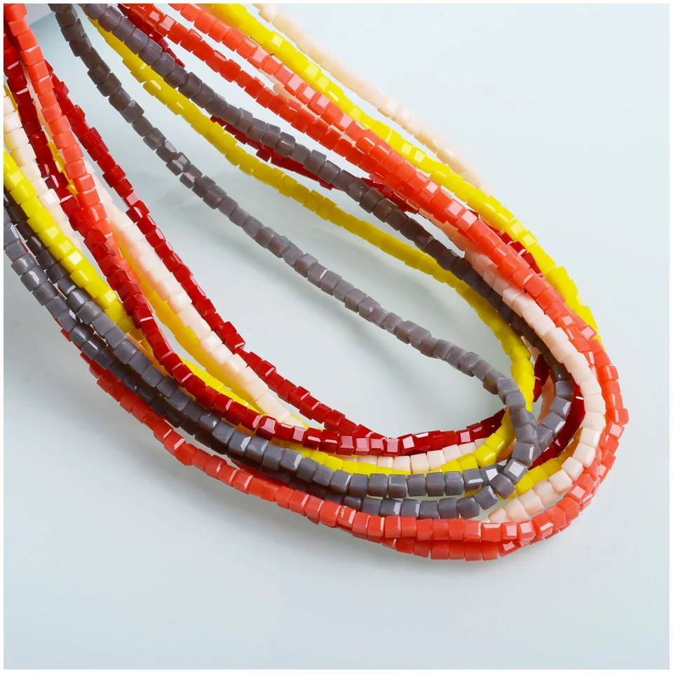 Маленькие бусины фабричные 2 мм кубические DIY ювелирные стеклянные бусы для