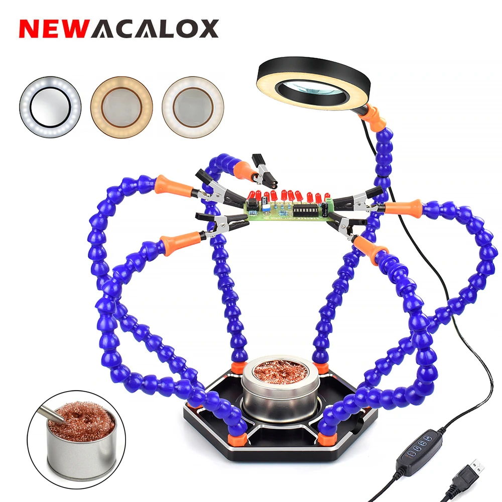 Светодиодный увеличительный экран NEWACALOX 3X 6 шт. гибкий держатель для печатных