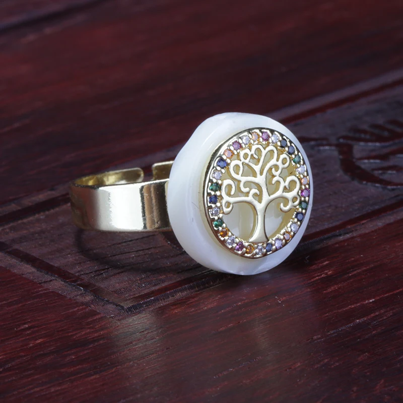 Золотые Регулируемые кольца для женщин с круглыми бусинами из кубического