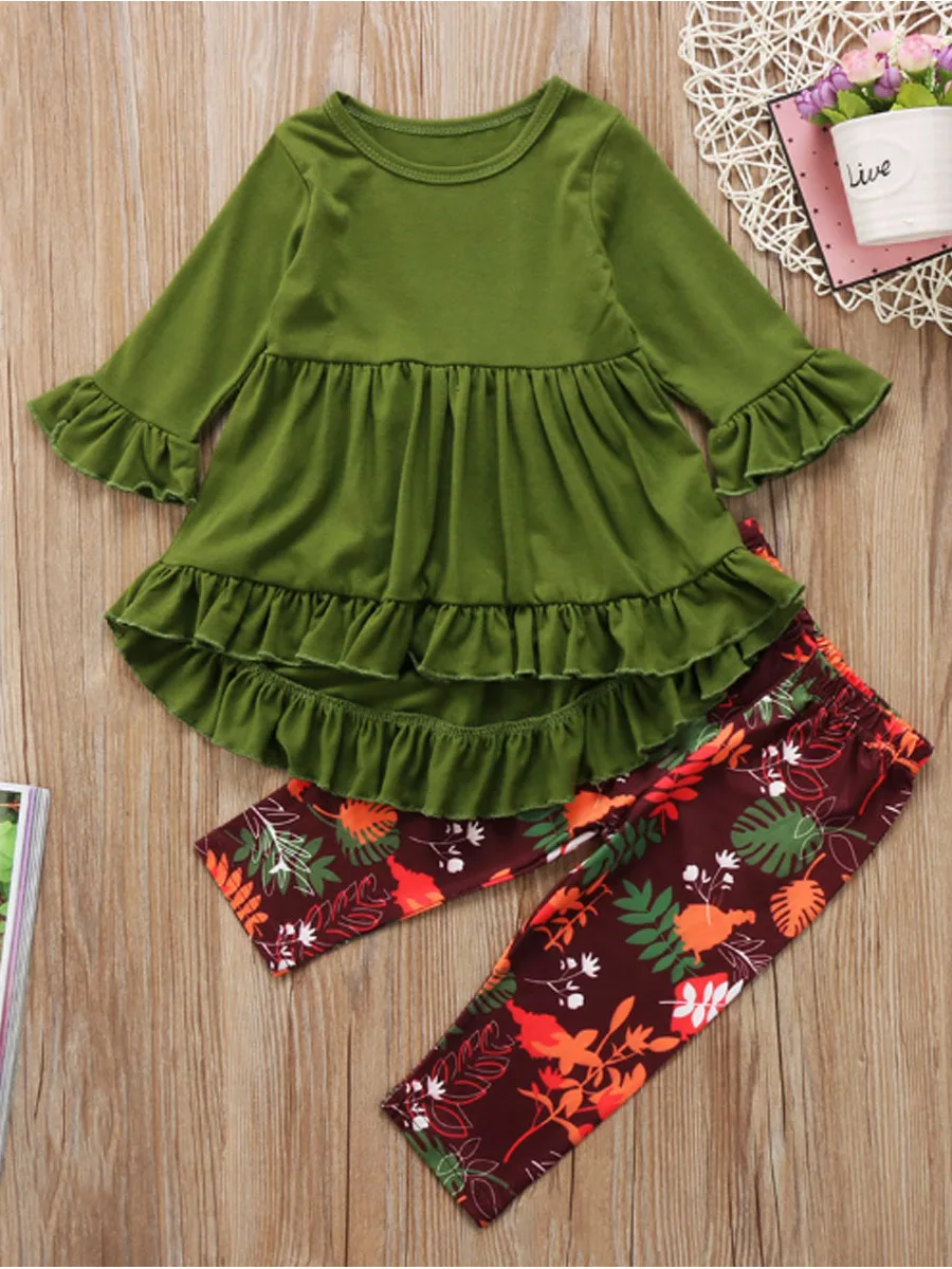 Детская одежда для маленьких девочек наряды из 2 предметов Детские Топы с длинным