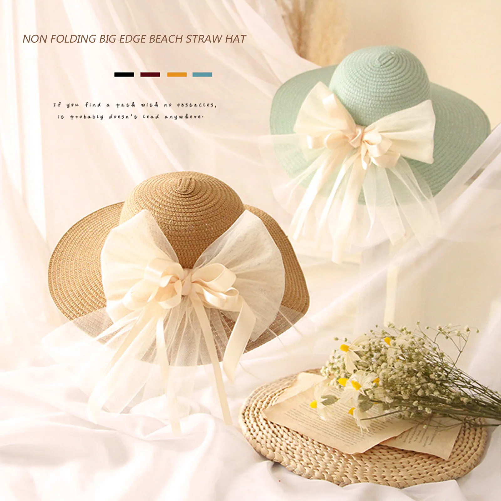 Соломенная шляпа с широкими полями и бантом для маленьких девочек складная