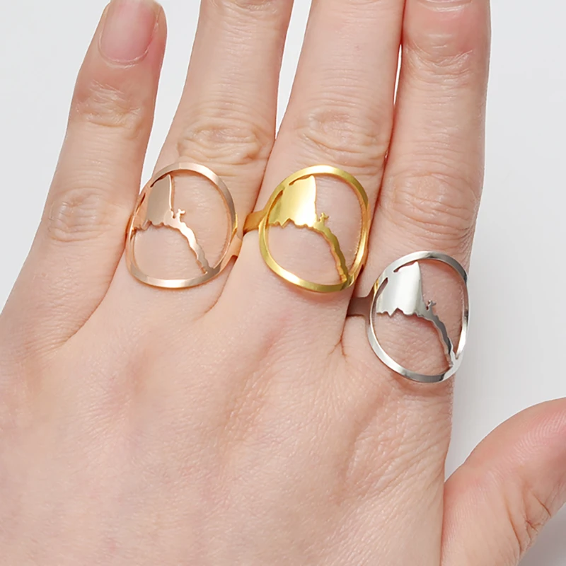 Anniyo круглое кольцо с картой Эритреи серебряное ювелирное изделие покрытием