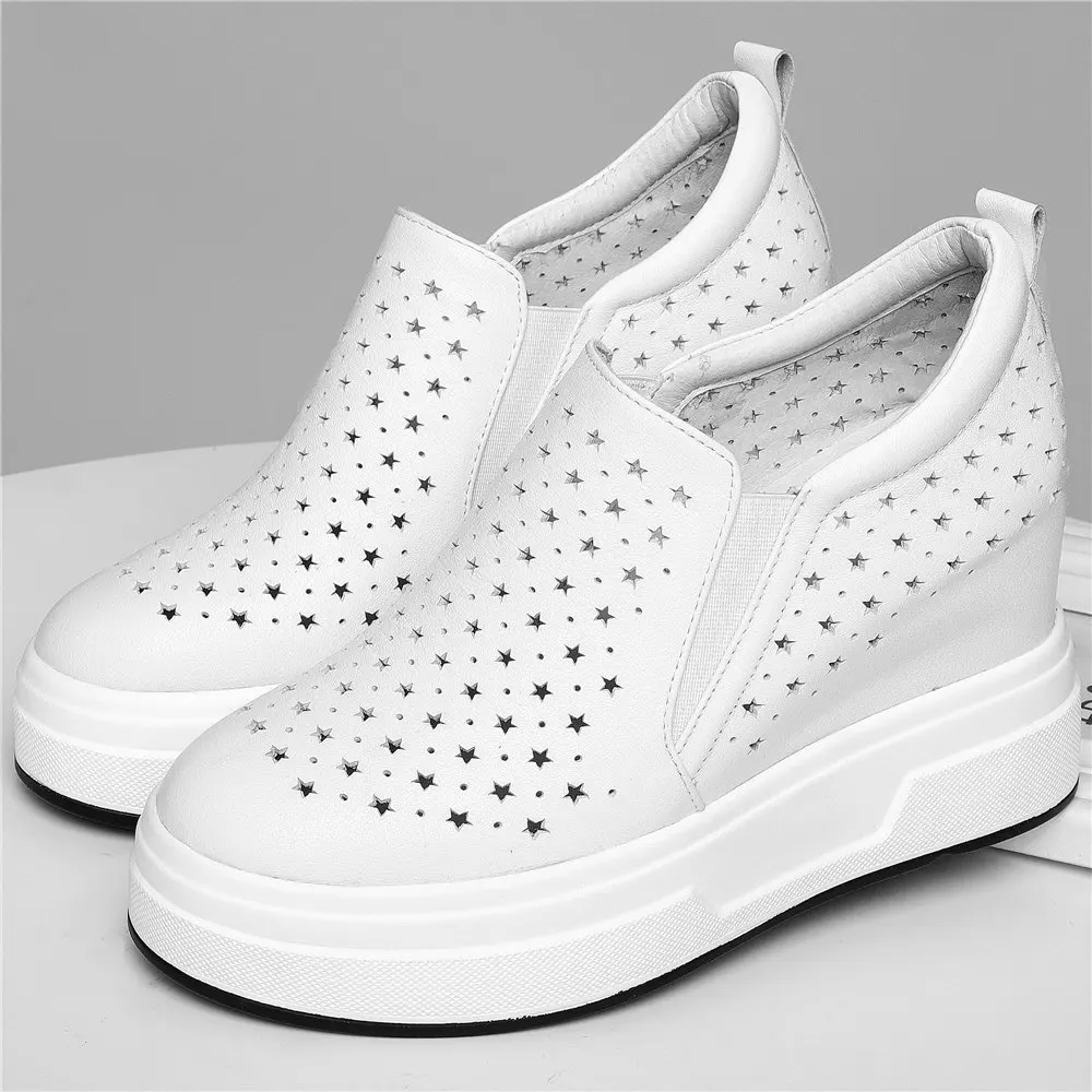 Туфли-лодочки женские из натуральной кожи летние дышащие с круглым носком | Обувь