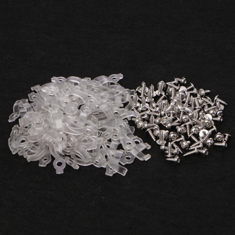 100 Pcs Mounting Bracket 10mm Fixing Clip For 5050 LED Strip Light with Screws | Обустройство дома