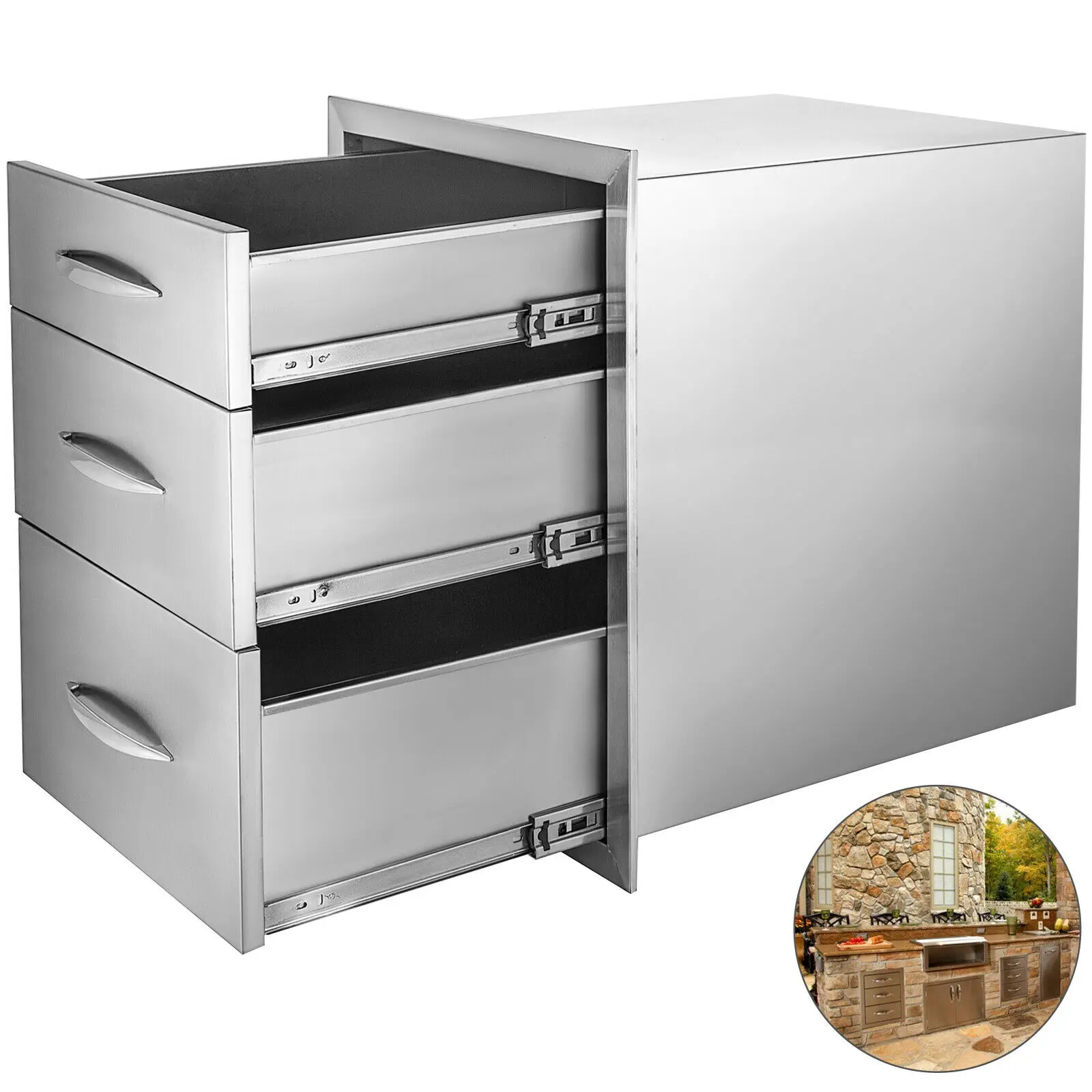 Выдвижной ящик для кухни 14x20 25 дюймов тройной доступ из нержавеющей стали с