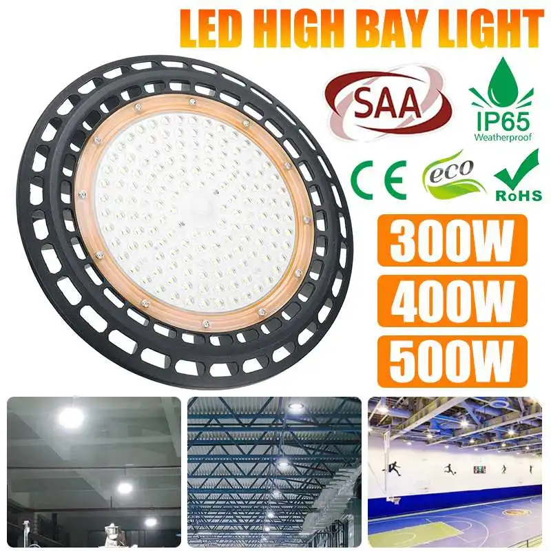 300/400/500W UFO LED High Bay Light Die-cast Aluminum Waterproof Warehouse Garage Commercial Industrial Lighting AU Plug - купить по
