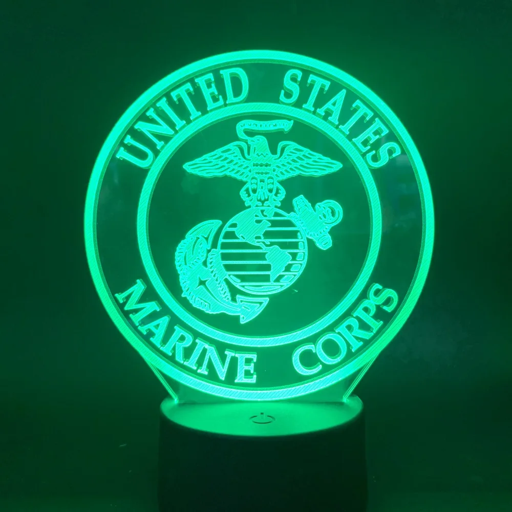 Светодиодный ночной Светильник морской пехоты США логотип для офиса подарок
