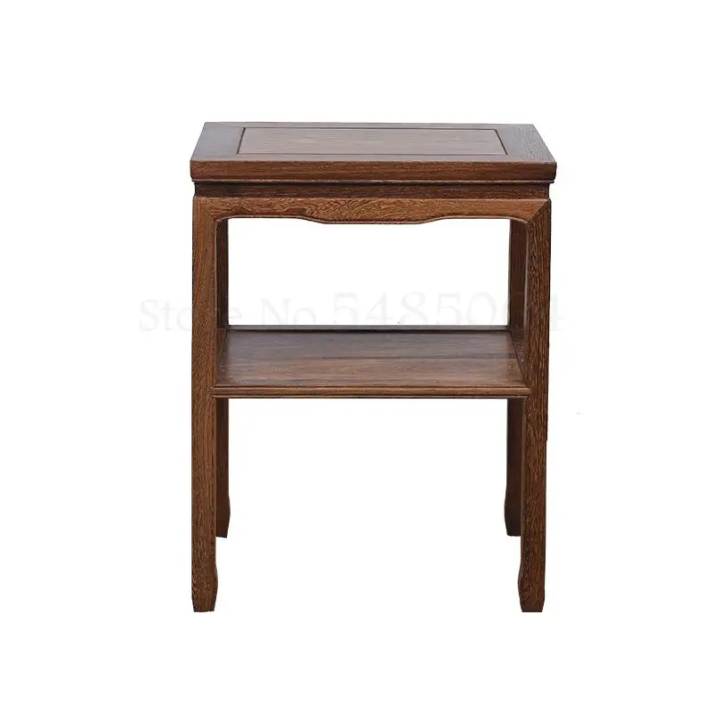 1998 Rosewood Furniture Chicken-wing Wooden Double-layer Small Coffee Table Chinese Solid Wood Tea Cabinet Flower Side And |