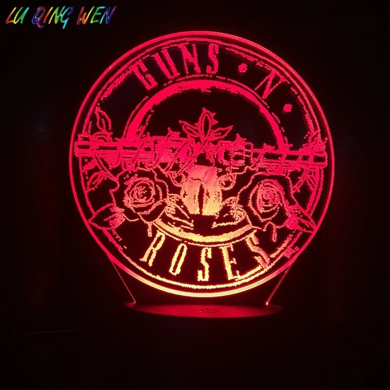 Guns N' Roses Sign LED Night Light Color Changing Usb Touch Sensor Decor Lamp Fans Gift GNR Hard Rock Band Bedroom | Освещение