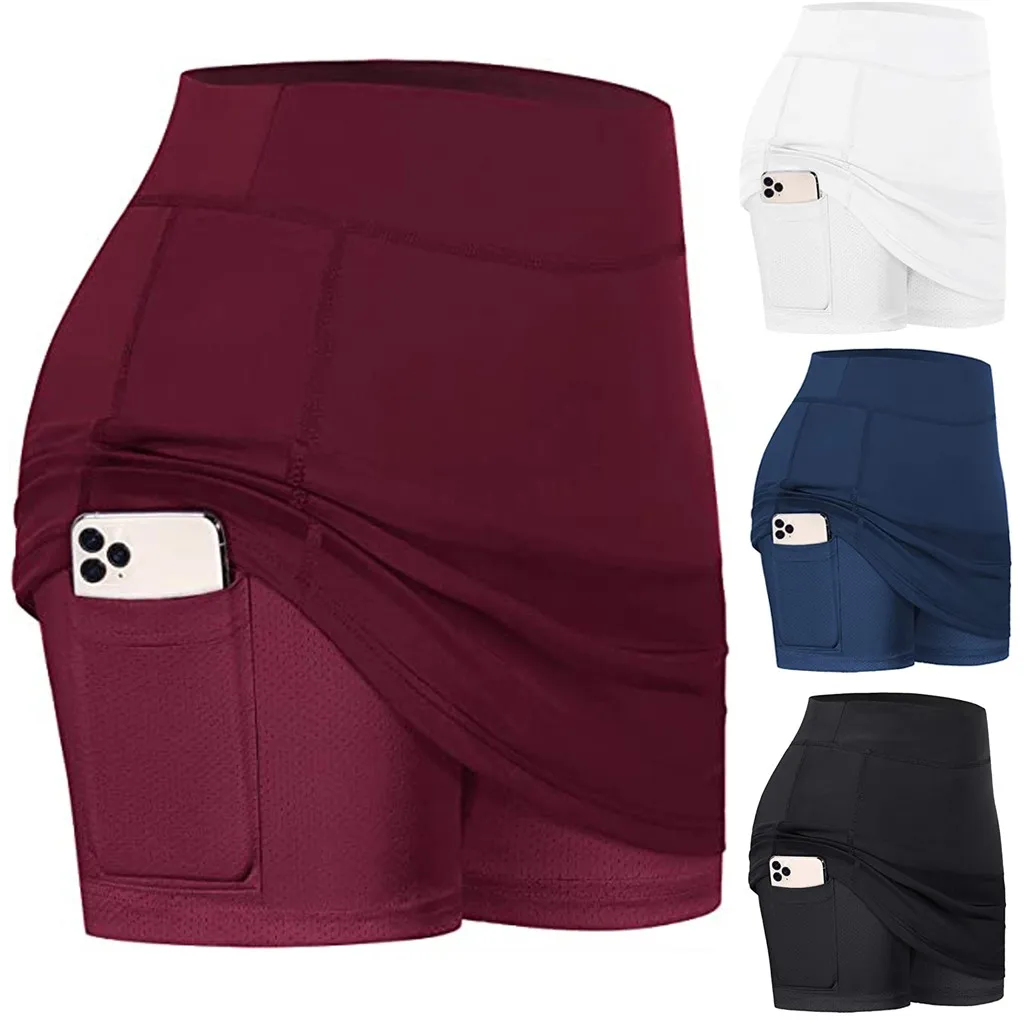 Women Summer Sports Short Mini Skirts Active Skorts Skirt With Pocket Quick Dry Run Tennis Golf Workout Sport | Спорт и развлечения