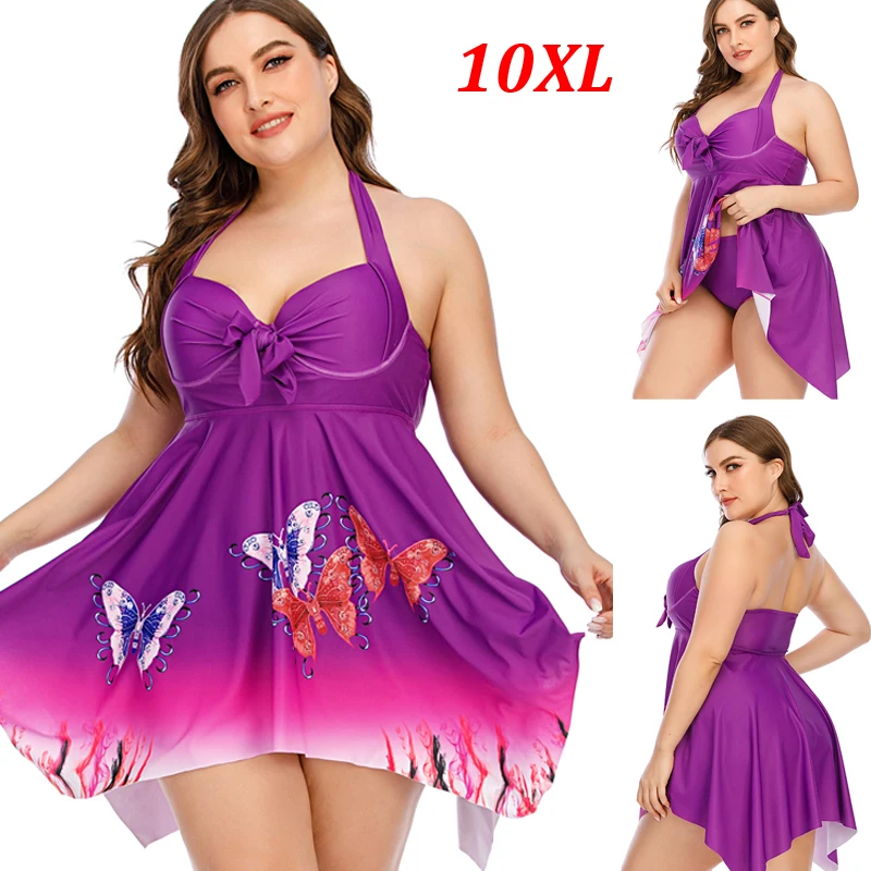Новинка сексуальный танкини размера плюс 10XL женский купальник из двух частей