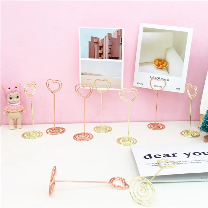 12/bags desktop business card holder creative round note heart-shaped wedding seat clip message photo folder | Канцтовары для офиса