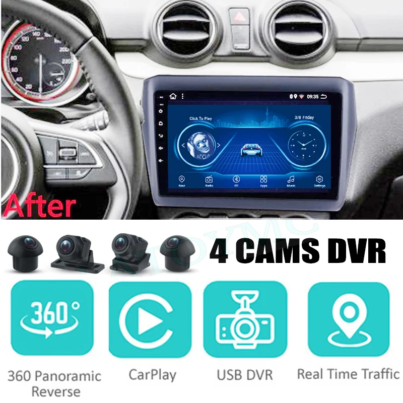 Для Suzuki Swift A2L 2016 ~ 2021 автомобильная аудио-навигация стерео Carplay DVR 360 Birdview вокруг 4G