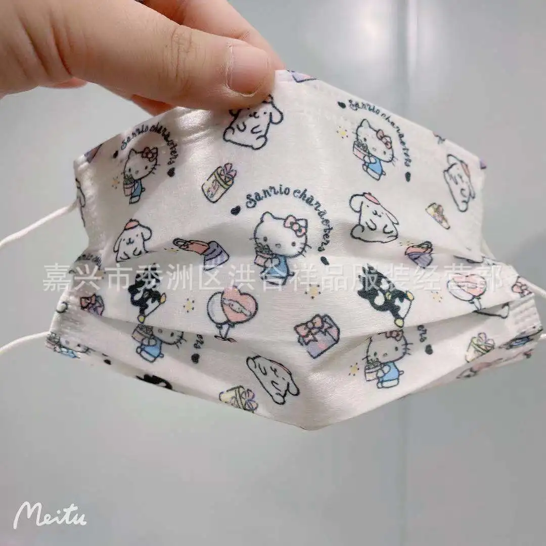 Маска женская трехслойная дышащая с рисунком котенка PM2.5 50 шт. | Красота и