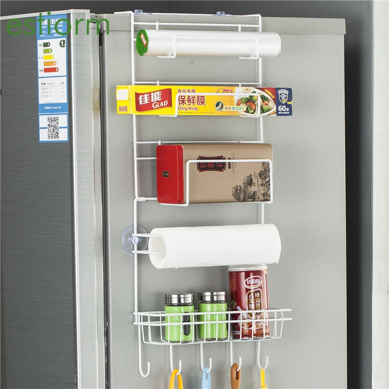 Fridge Refrigerator Organizer/Shelf Side Storage Rack for kitchen with Paper Towel Holder &amp Seasoning Spice | Дом и сад