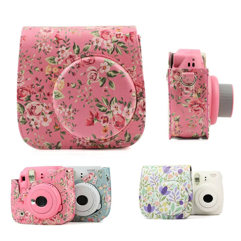 Для Fujifilm Instax Mini 8 + 9 аксессуары для камеры цветы искусственная кожа мгновенной |