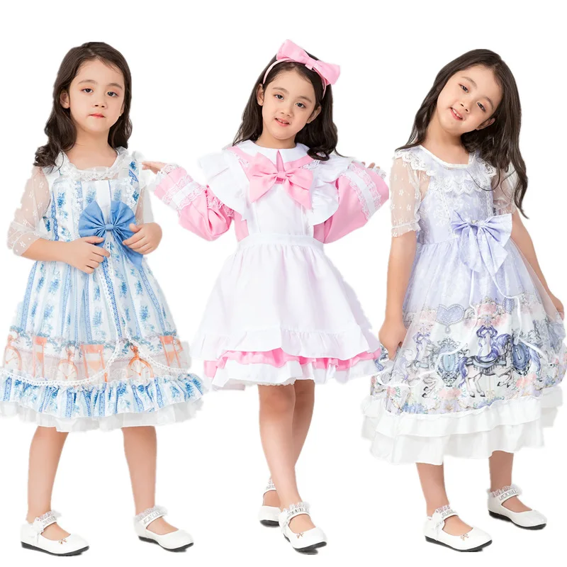 Детское платье для косплея принцессы Лолиты Костюм Золушки вечеринки на