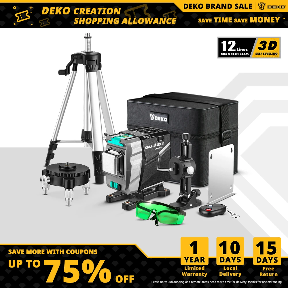 Лазерный уровень DEKO DKLL12tdP02 12 линий зеленый лазер | Инструменты