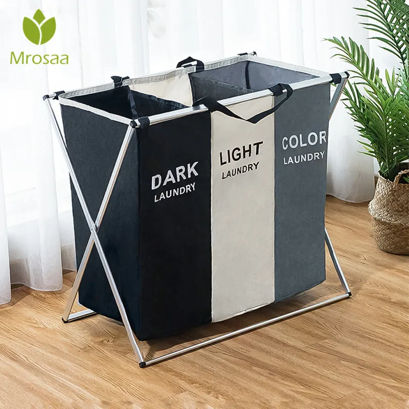 Корзина для грязного белья складная с двумя или тремя отделениями | Дом и сад