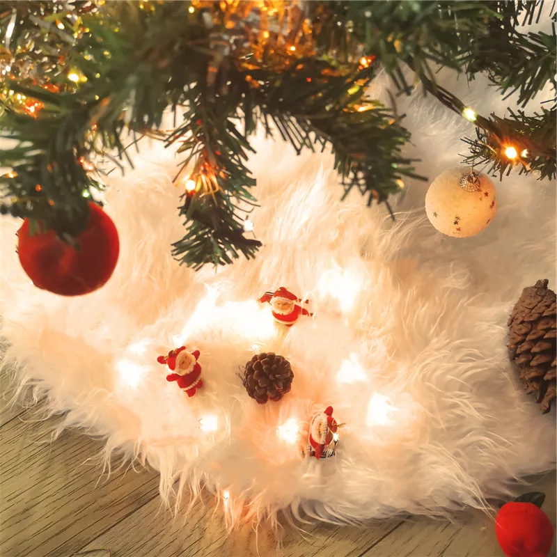 White Christmas Tree Skirt Round Plush Faux Fur Carpet Decorations For Home Xmas New Year Navidad Decor | Дом и сад