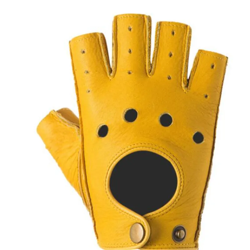 Мужские мотоциклетные перчатки без пальцев из натуральной кожи | Автомобили и