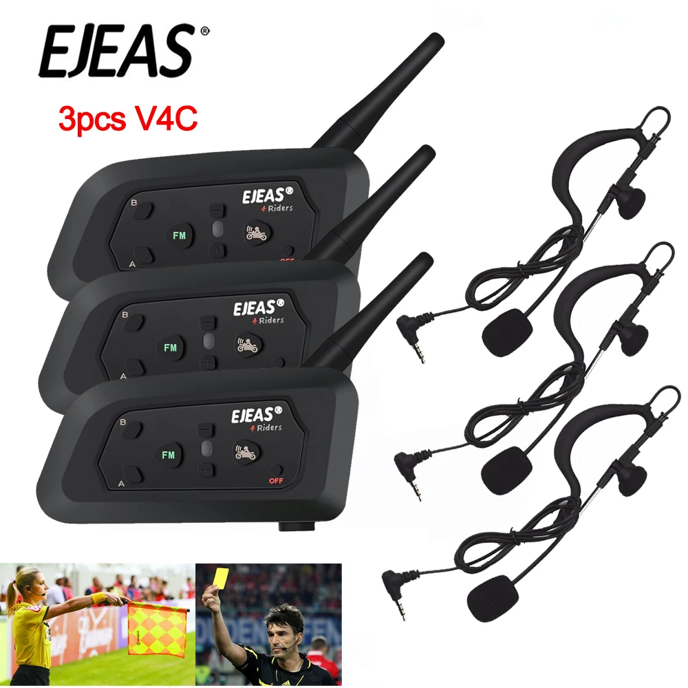 EJEAS V4 профессиональные футбольные рефери шлем Интерком полный дуплекс гарнитура