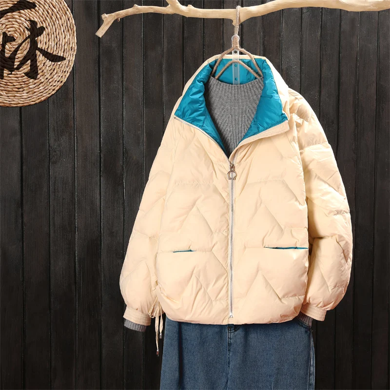 Пуховик женский зимний ультралегкий брендовая куртка с воротником-стойкой