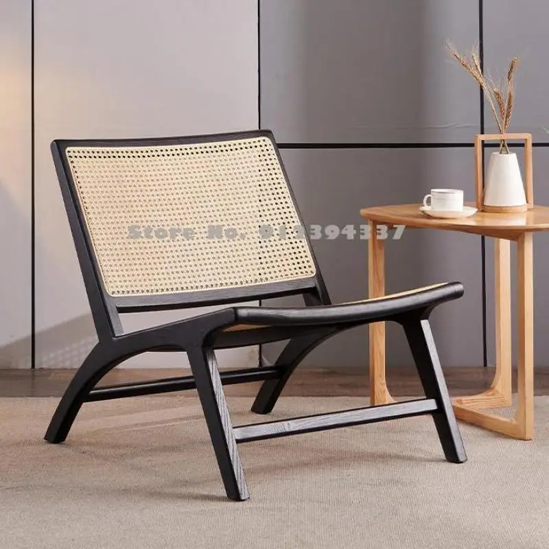Balcony lounge chair woven modern simple living room lazy sofa single rattan solid wood combination | Мебель