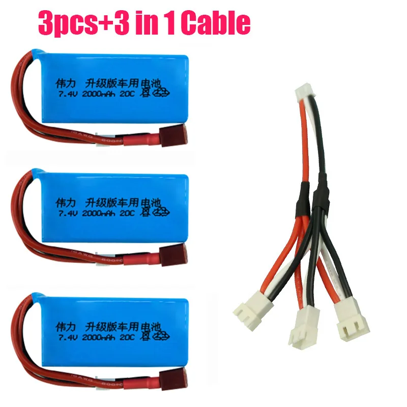 Литий-полимерная аккумуляторная батарея 7 4 В 2000 мАч T-образный разъем для Wltoys