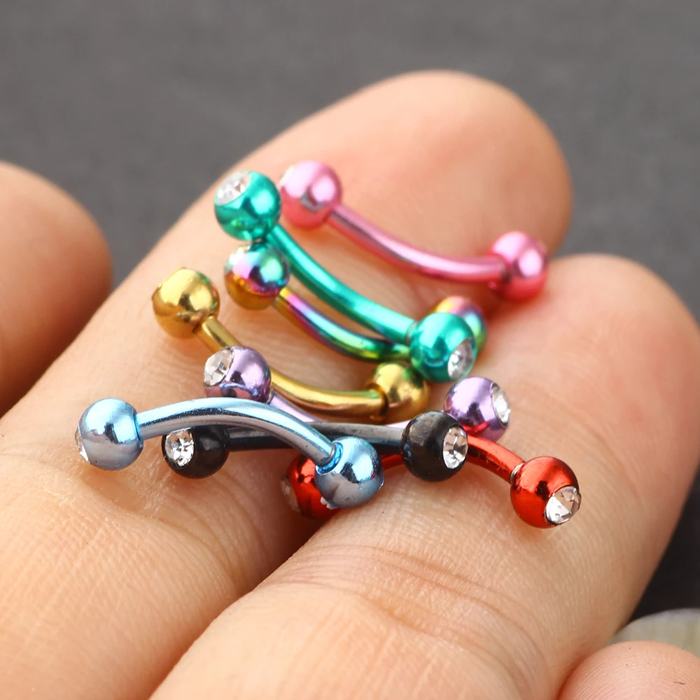 JUNLOPWY 16G Кольца для бровей из нержавеющей стали с кристаллами козелка завитка